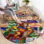 Lions Football Merry Christmas Round Carpet Indigenous Australian Art