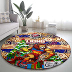 Lions Football Merry Christmas Round Carpet Indigenous Australian Art