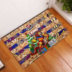 Lions Football Merry Christmas Rubber Doormat Indigenous Australian Art