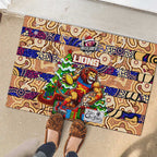 Lions Football Merry Christmas Rubber Doormat Indigenous Australian Art