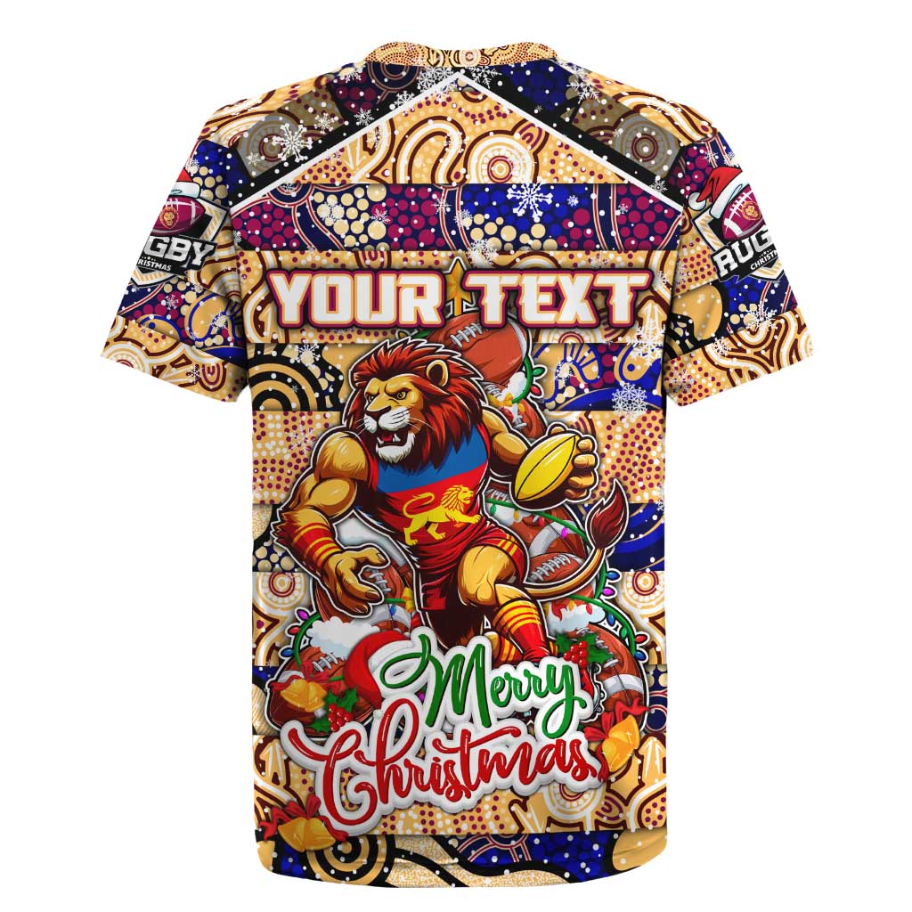 Custom Lions Rugby Merry Christmas Rugby Jersey Indigenous Australian Art