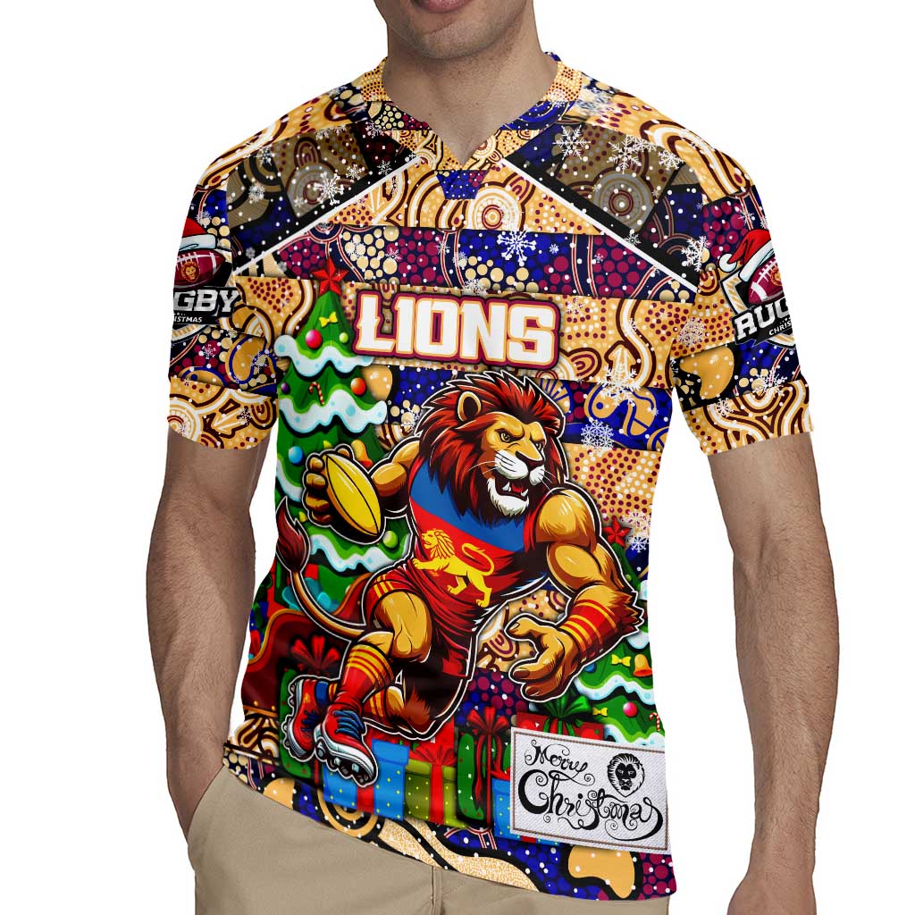 Custom Lions Rugby Merry Christmas Rugby Jersey Indigenous Australian Art