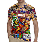 Custom Lions Rugby Merry Christmas Rugby Jersey Indigenous Australian Art