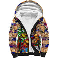 Custom Lions Rugby Merry Christmas Sherpa Hoodie Indigenous Australian Art