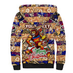 Custom Lions Rugby Merry Christmas Sherpa Hoodie Indigenous Australian Art