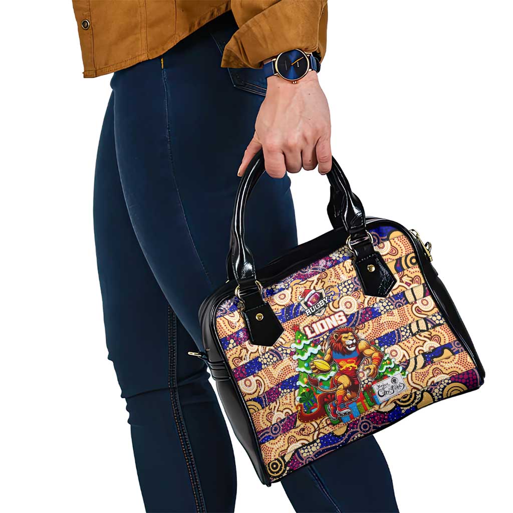 Lions Football Merry Christmas Shoulder Handbag Indigenous Australian Art