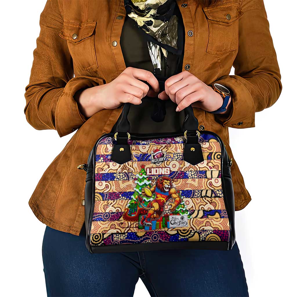 Lions Football Merry Christmas Shoulder Handbag Indigenous Australian Art