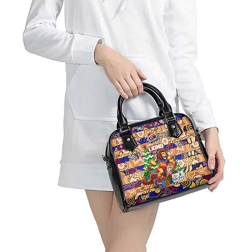 Lions Football Merry Christmas Shoulder Handbag Indigenous Australian Art