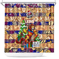 Lions Football Merry Christmas Shower Curtain Indigenous Australian Art