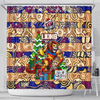 Lions Football Merry Christmas Shower Curtain Indigenous Australian Art