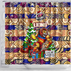 Lions Football Merry Christmas Shower Curtain Indigenous Australian Art