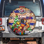 Lions Football Merry Christmas Spare Tire Cover Indigenous Australian Art