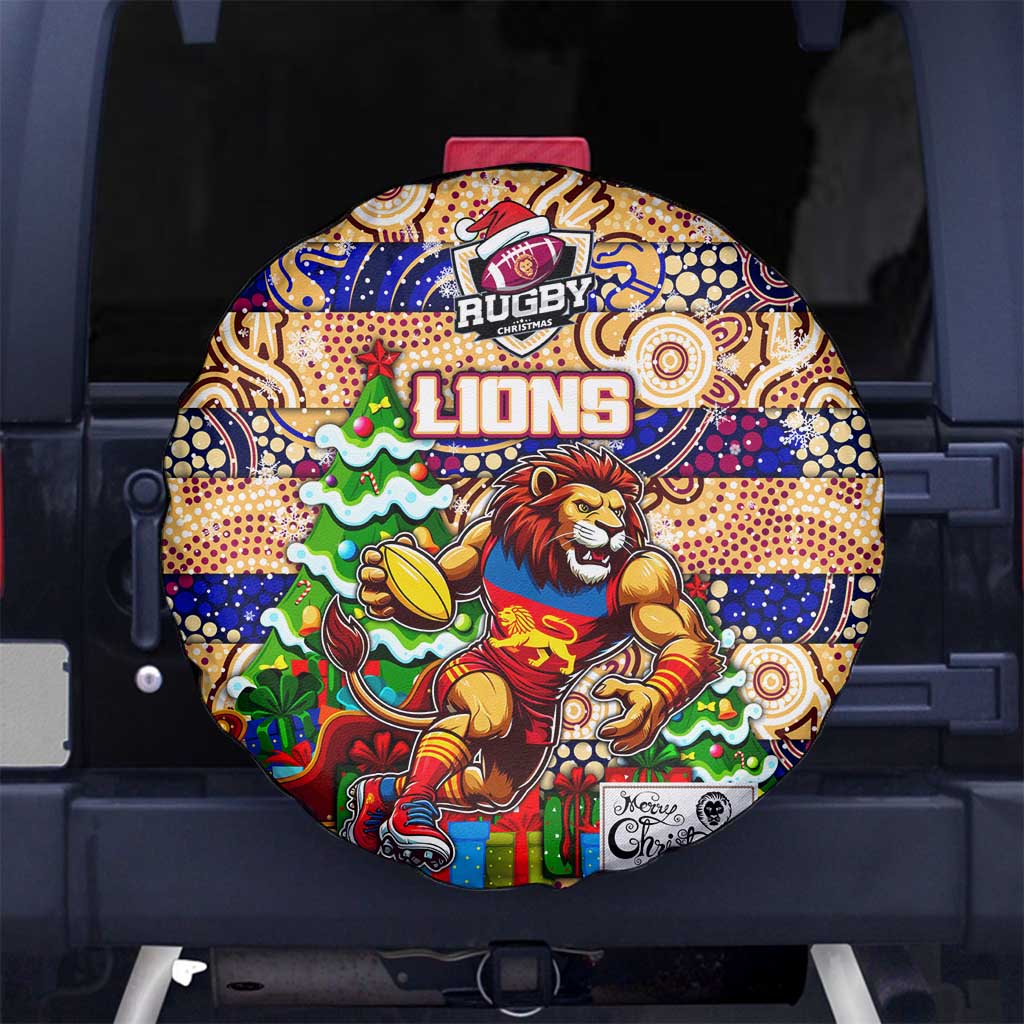 Lions Football Merry Christmas Spare Tire Cover Indigenous Australian Art