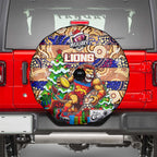 Lions Football Merry Christmas Spare Tire Cover Indigenous Australian Art