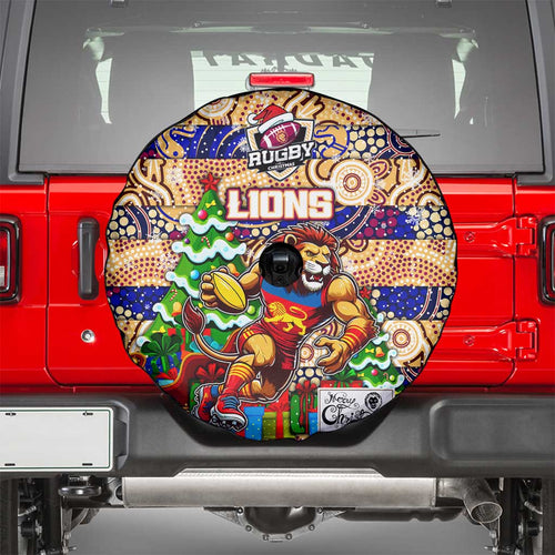 Lions Football Merry Christmas Spare Tire Cover Indigenous Australian Art