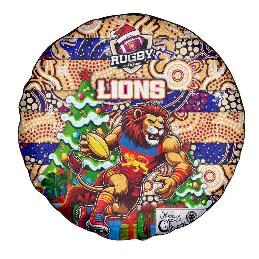 Lions Football Merry Christmas Spare Tire Cover Indigenous Australian Art