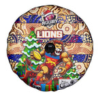 Lions Football Merry Christmas Spare Tire Cover Indigenous Australian Art