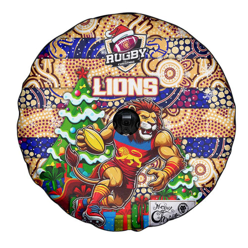 Lions Football Merry Christmas Spare Tire Cover Indigenous Australian Art