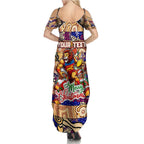 Custom Lions Rugby Merry Christmas Summer Maxi Dress Indigenous Australian Art