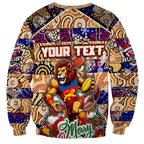 Custom Lions Rugby Merry Christmas Sweatshirt Indigenous Australian Art