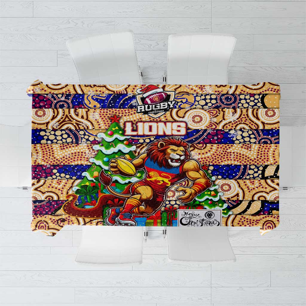 Lions Football Merry Christmas Tablecloth Indigenous Australian Art
