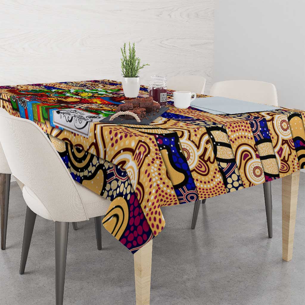 Lions Football Merry Christmas Tablecloth Indigenous Australian Art