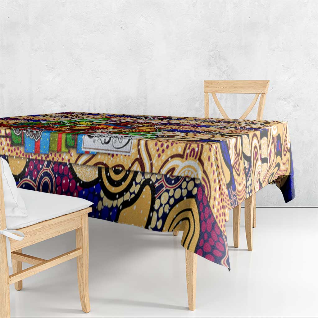 Lions Football Merry Christmas Tablecloth Indigenous Australian Art
