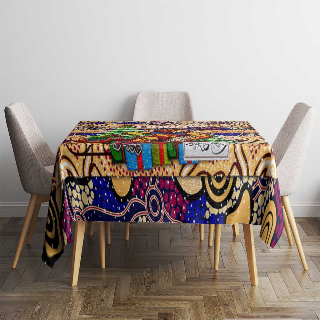 Lions Football Merry Christmas Tablecloth Indigenous Australian Art