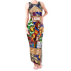 Custom Lions Rugby Merry Christmas Tank Maxi Dress Indigenous Australian Art