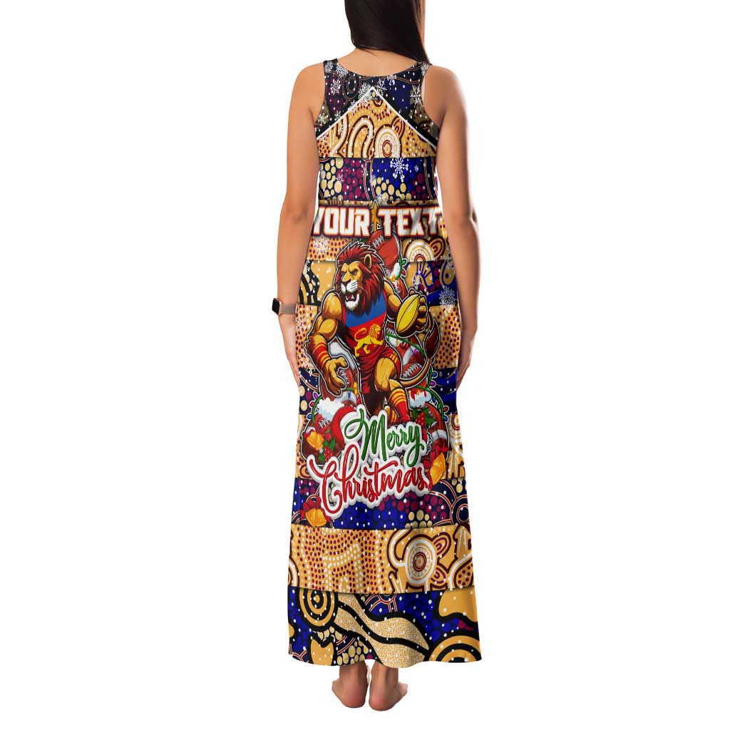 Custom Lions Rugby Merry Christmas Tank Maxi Dress Indigenous Australian Art