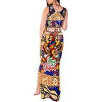 Custom Lions Rugby Merry Christmas Tank Maxi Dress Indigenous Australian Art