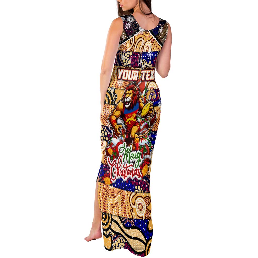 Custom Lions Rugby Merry Christmas Tank Maxi Dress Indigenous Australian Art