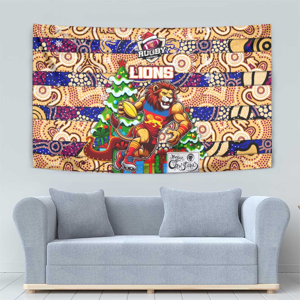 Lions Football Merry Christmas Tapestry Indigenous Australian Art
