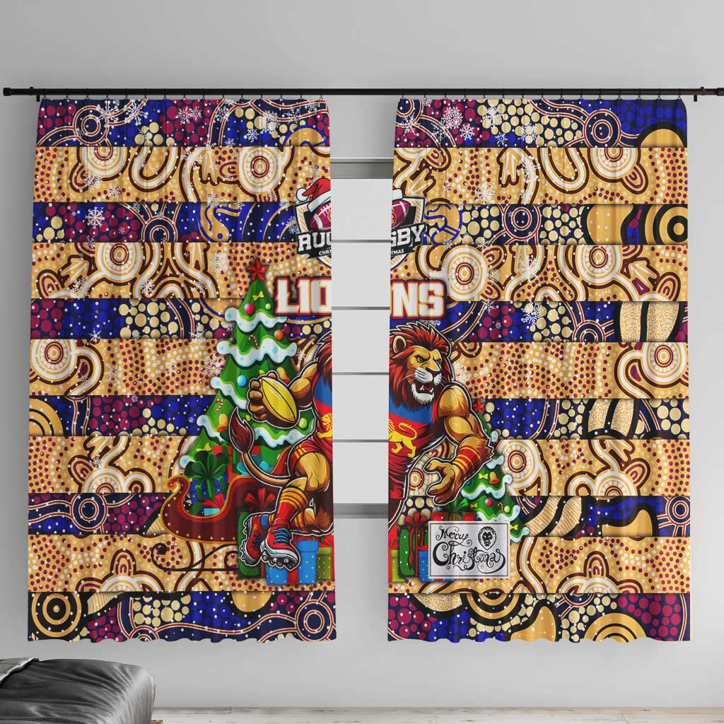 Lions Football Merry Christmas Window Curtain Indigenous Australian Art