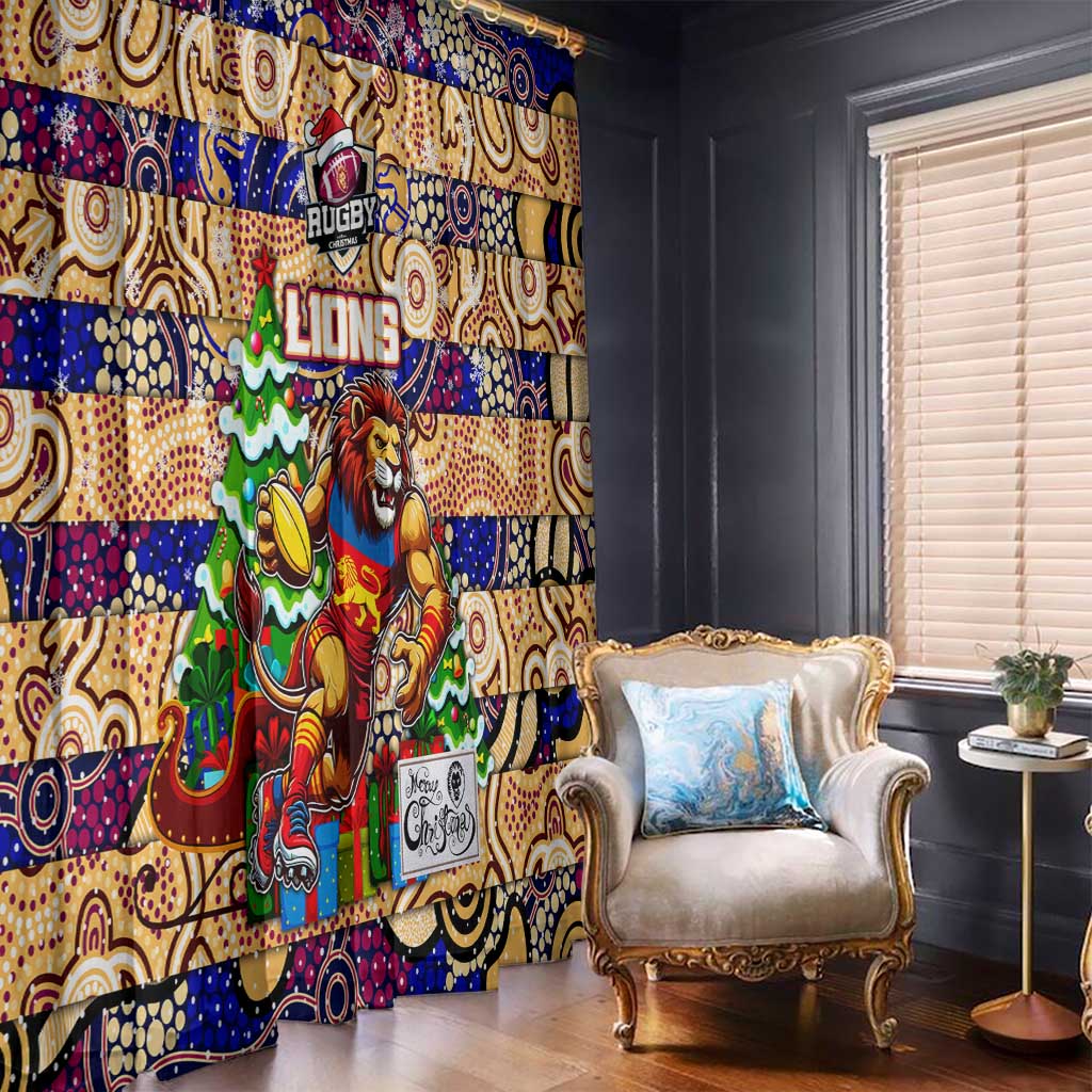 Lions Football Merry Christmas Window Curtain Indigenous Australian Art