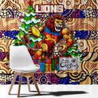 Lions Football Merry Christmas Window Curtain Indigenous Australian Art