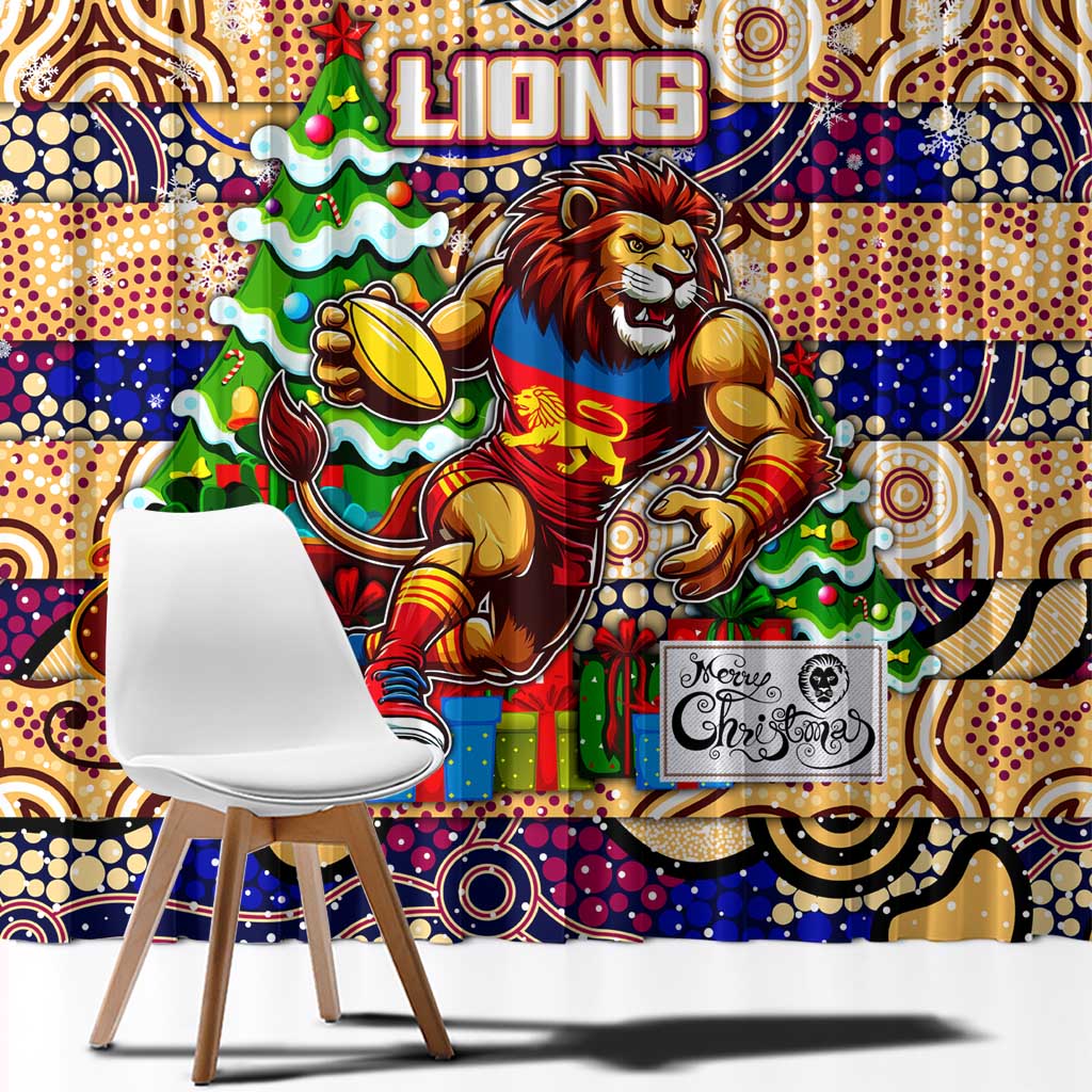 Lions Football Merry Christmas Window Curtain Indigenous Australian Art