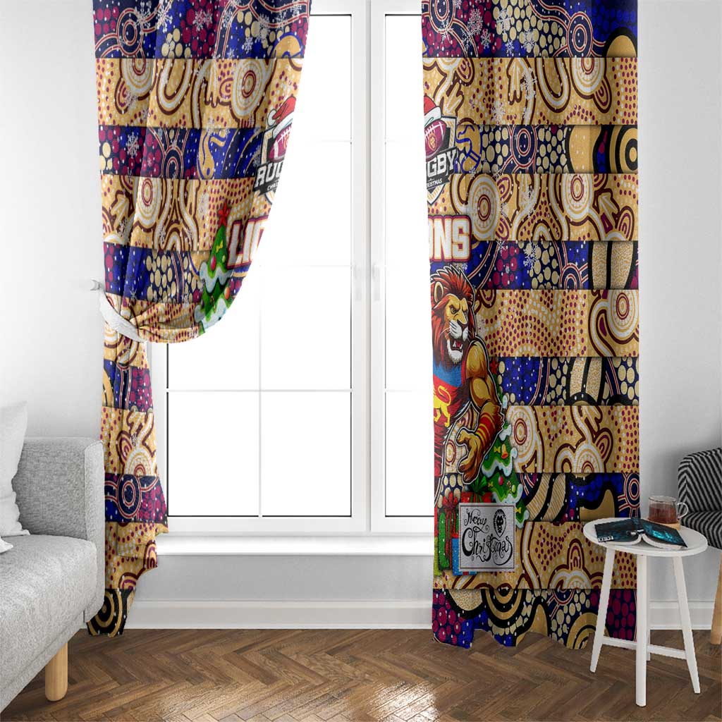 Lions Football Merry Christmas Window Curtain Indigenous Australian Art