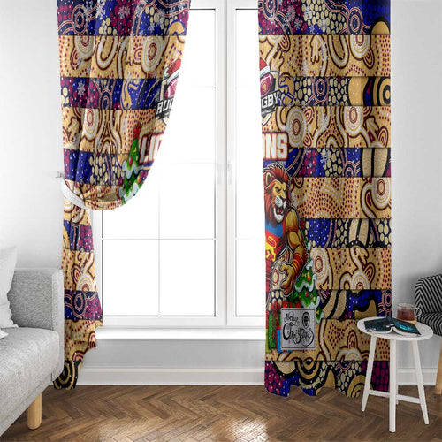 Lions Football Merry Christmas Window Curtain Indigenous Australian Art