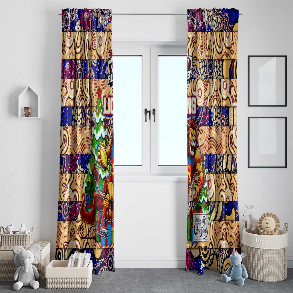 Lions Football Merry Christmas Window Curtain Indigenous Australian Art