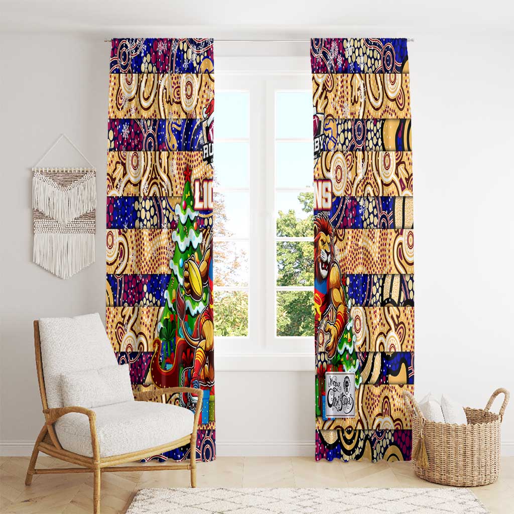 Lions Football Merry Christmas Window Curtain Indigenous Australian Art