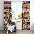 Lions Football Merry Christmas Window Curtain Indigenous Australian Art
