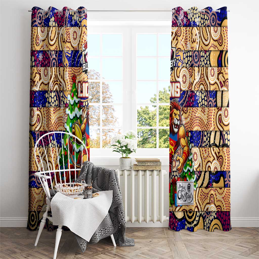Lions Football Merry Christmas Window Curtain Indigenous Australian Art