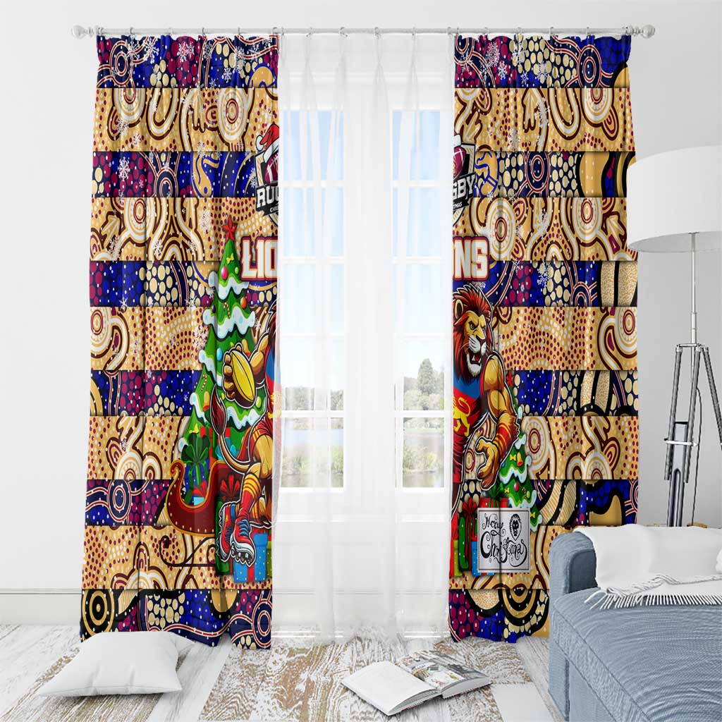 Lions Football Merry Christmas Window Curtain Indigenous Australian Art