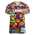 Custom Lions Rugby Merry Christmas Women V-Neck T-Shirt Indigenous Australian Art