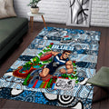 Blues Football Merry Christmas Area Rug Indigenous Australian Art