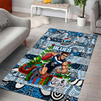 Blues Football Merry Christmas Area Rug Indigenous Australian Art