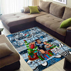 Blues Football Merry Christmas Area Rug Indigenous Australian Art