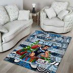 Blues Football Merry Christmas Area Rug Indigenous Australian Art