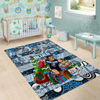 Blues Football Merry Christmas Area Rug Indigenous Australian Art